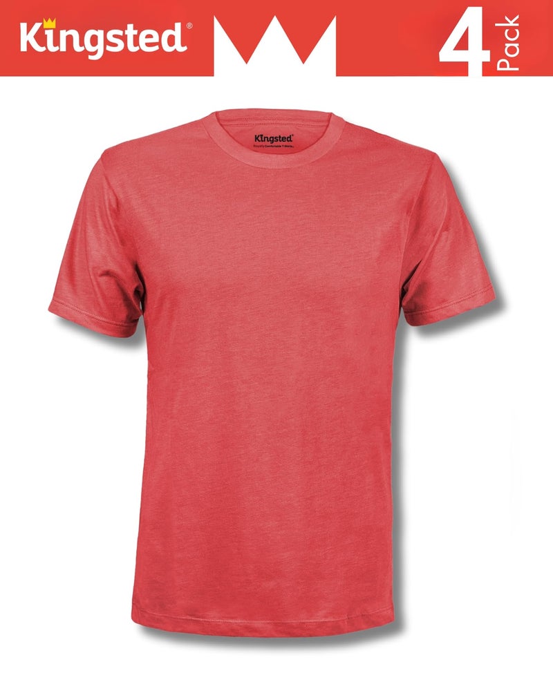 Kingsted Men's T-Shirts Pack - Royally Comfortable - Super Soft Cotton Blend - Short Sleeve Tagless Crewneck - Plain Colored Classic Tees (4 Pack, Favorites, Medium) - Image 4